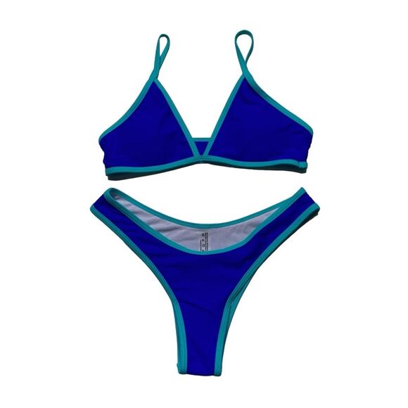 SHEIN Itsy Bitsty Bikini Blue Turquoise Sz M NWOT - Picture 1 of 13